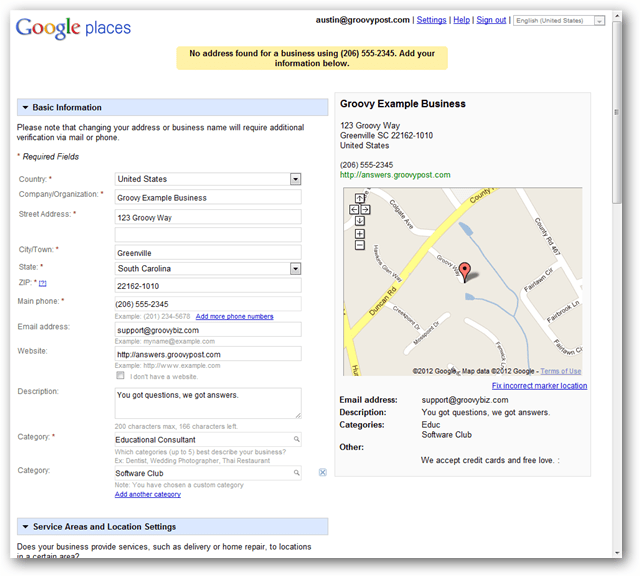 създайте нов локален списък на Google Maps