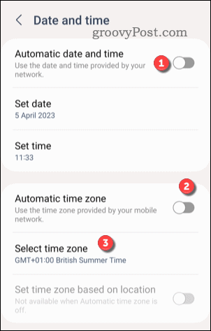 Задайте персонализирана часова зона на Android