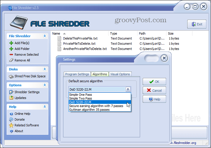 File Shredder инструмент за сигурно изтриване за Windows