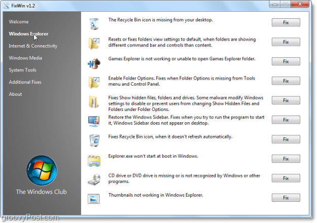 FixWin Windows Explorer поправя екрана