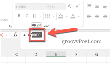 excel избрана реф грешка