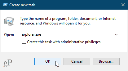 Създайте нов диалогов прозорец на задачите в Windows 10 Task Manager