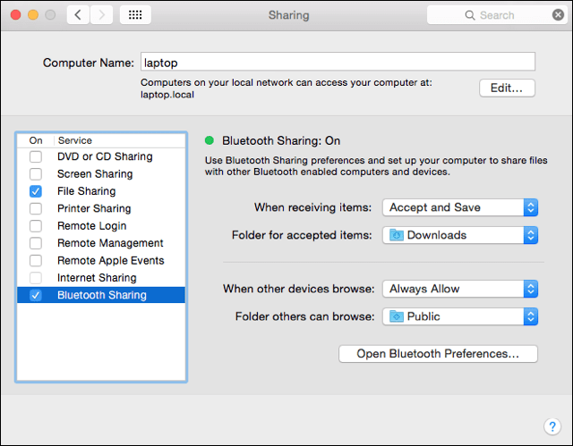 Bluetooth споделяне на Mac