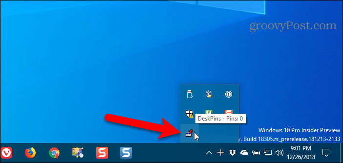 Щракнете върху иконата DeskPins в системната лента на Windows, за да получите щифт