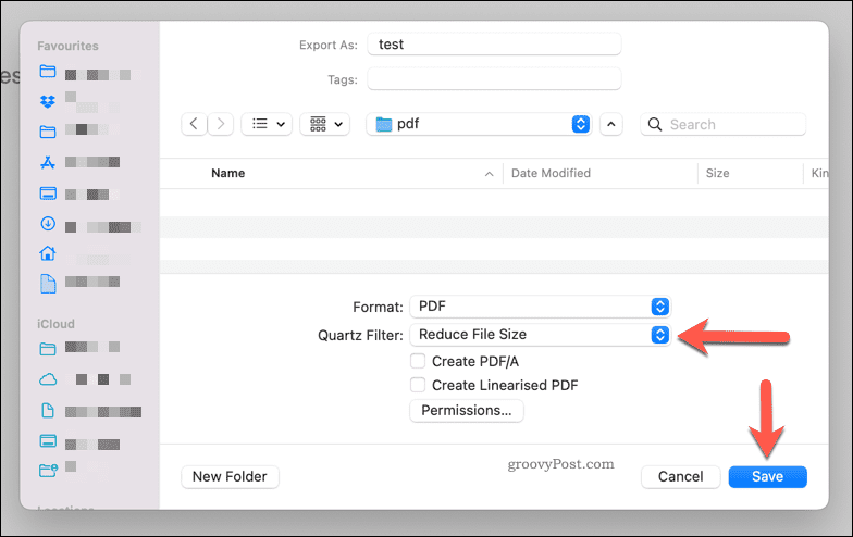 Намаляване на размера на PDF файл с помощта на Preview на Mac