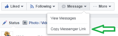 Намерете връзката за Messenger на вашата страница във Facebook.