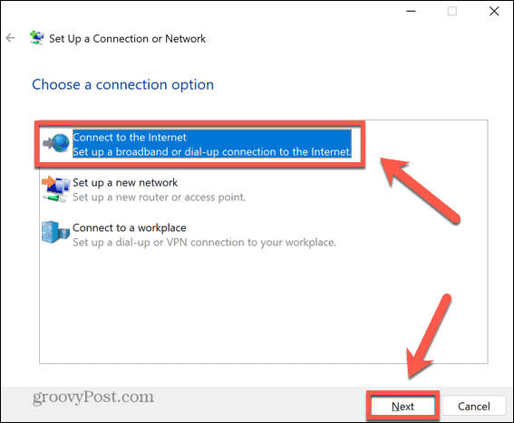 Windows се свързва с интернет