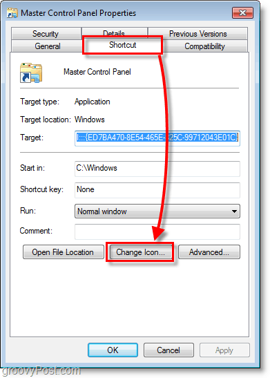 Снимка на Windows 7 - как да промените иконата за пряк път
