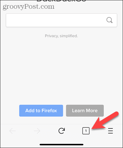 Докоснете бутона за раздели във Firefox за iOS