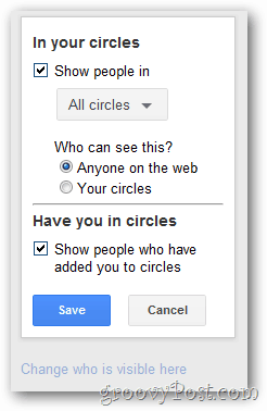 google + конфигурация за показване на кръгов профил на профил