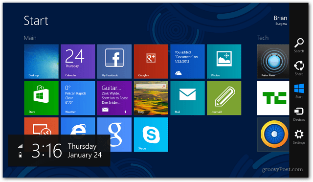 Очарователна лента на Windows 8