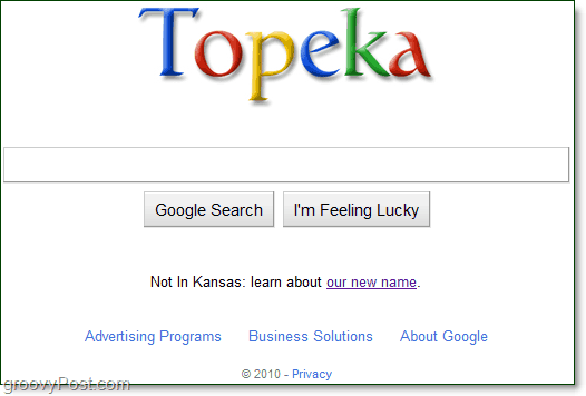google с новото лого на topeka на началната им страница