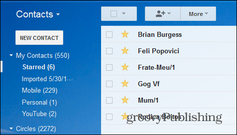 Звездочните контакти в Gmail бяха със звезда