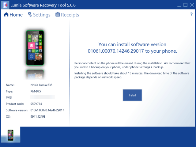 Инструмент за възстановяване на Lumia Windows 10 за телефони