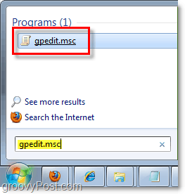 достъп до редактора на групови правила (gpedit.msc) от кълбото на Windows 7 (меню)