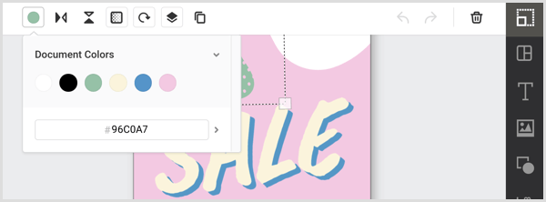 Изберете елемент във вашия дизайн на Easil и изберете цвят от лентата с инструменти.
