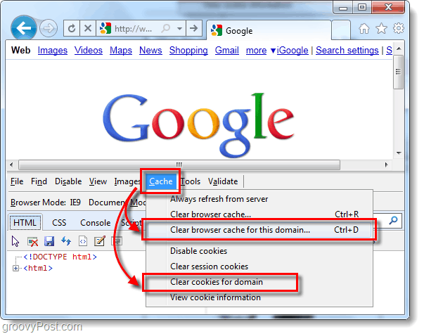 Как да изчистите кеша и бисквитките на Internet Explorer 9 за отделни сайтове