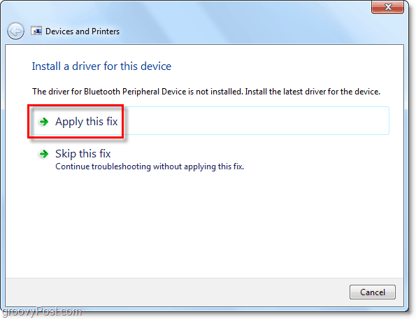 Windows ще потърси решение и ако успее да излезе с такова, ще ви представи поправка за Bluetooth връзка