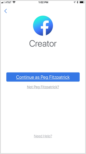Вход за приложението Facebook Creator