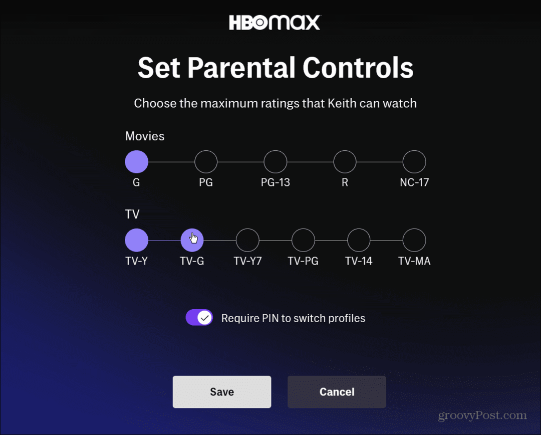 Родителски контрол на HBO Max