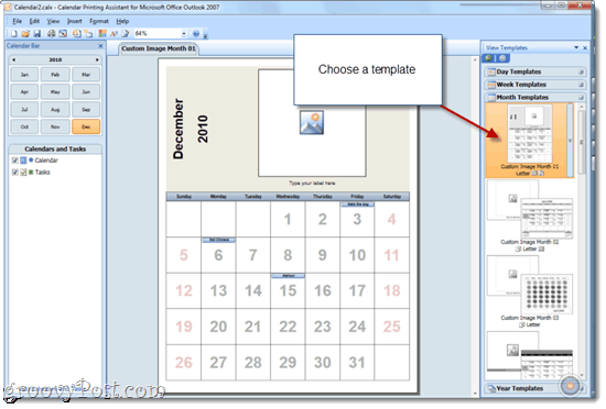 Отпечатване на покрити календари с Office 2010