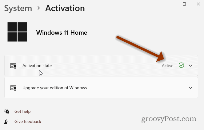 Страница с настройки за активиране на Windows 11