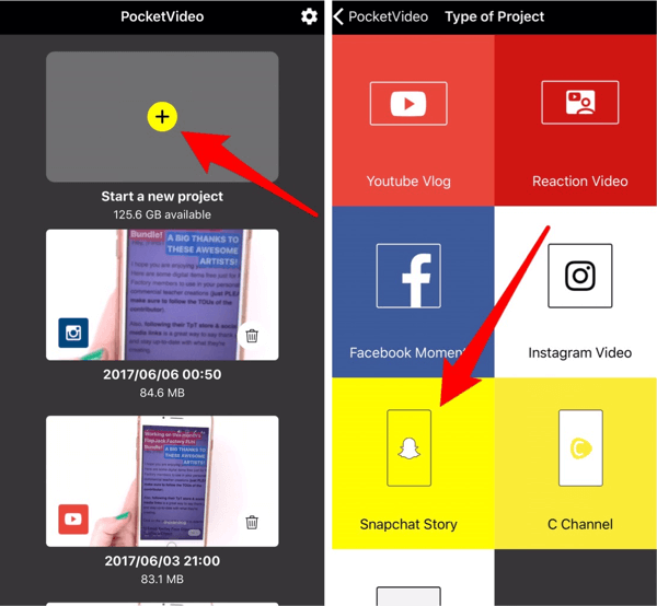 Докоснете Snapchat Story, за да създадете съдържание за вашата история в Instagram.