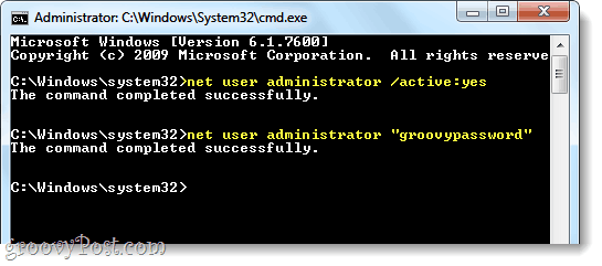 включете администратора в Windows 7 чрез нетен потребител