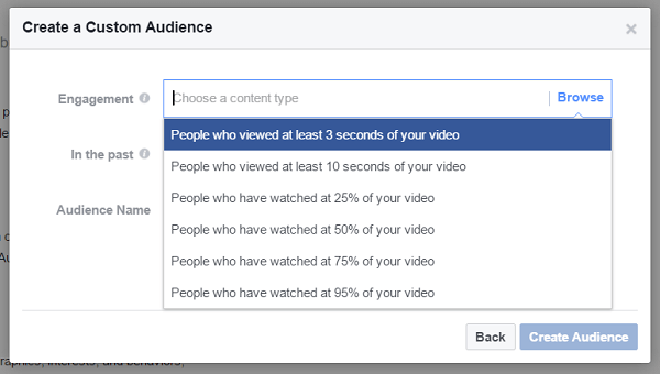 Създайте персонализирана аудитория от хора, които са гледали поне три секунди от предишен видеоклип.