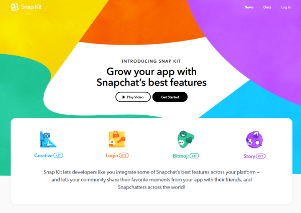 Snap Inc. представи Snap Kit, пълноправен комплект за разработчици, който позволява на производителите на приложения да внесат някои от най-добрите части на Snapchat в своите приложения.
