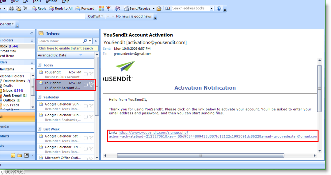 Как да изпращате големи файлове в Outlook за безплатно използване YouSendIt