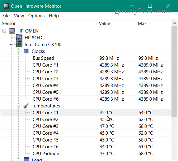 Проверете температурата на процесора в Windows 11
