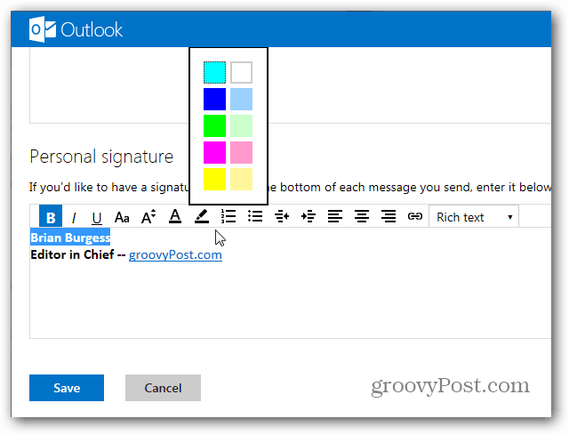 Как да създадете подпис на Outlook.com