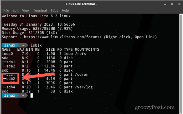 име на linux диск