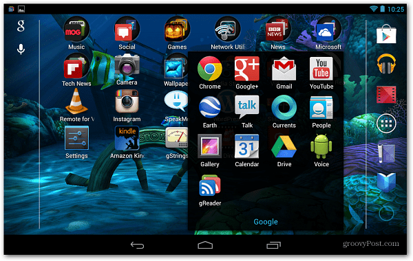 Начален екран на Android Nexus 7