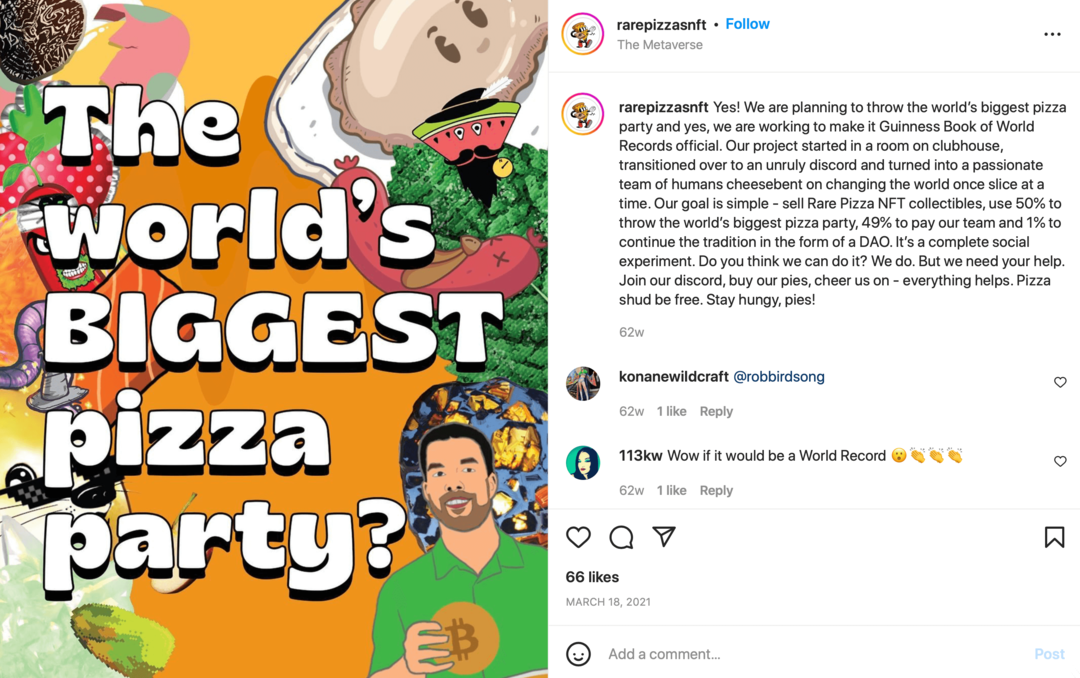 rarepizzasnft публикация в Instagram
