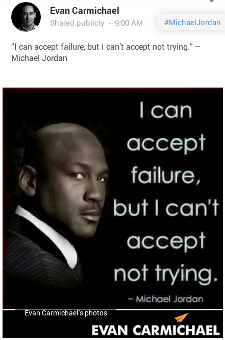 марково изображение на цитат на Майкъл Джордан в google +