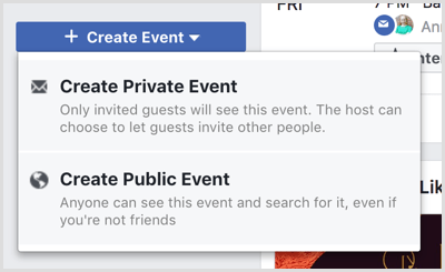 Създайте опции за падащ списък на събития на страницата на Facebook събития