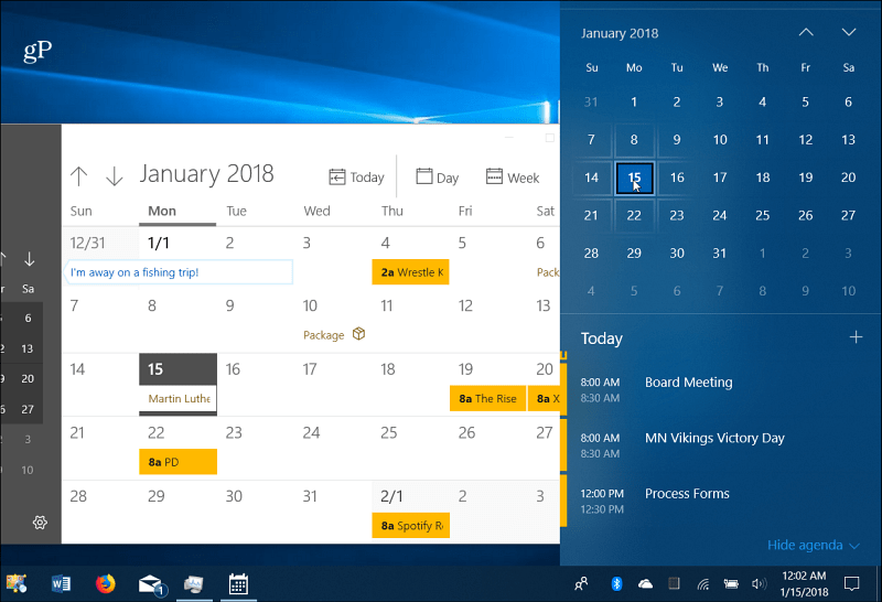 Календар Събития Windows 10 Задача