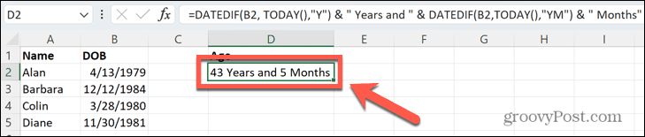 Excel години и месеци резултати