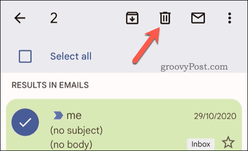 Изтриване на избрани имейли в Gmail на мобилно устройство