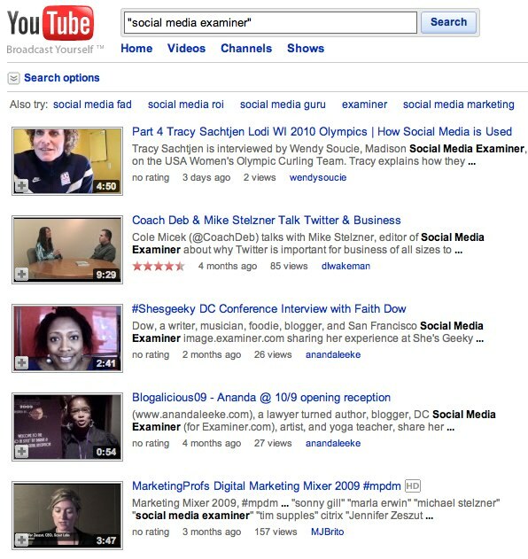 Резултати от търсенето в YouTube