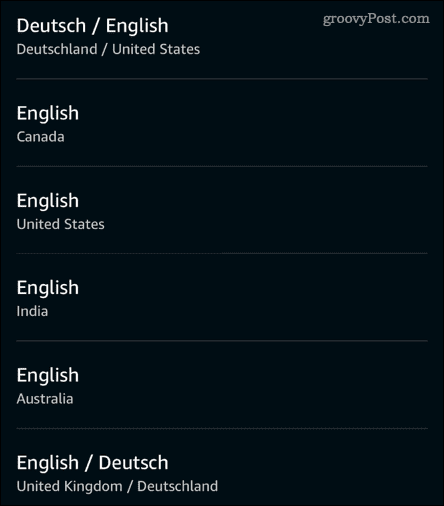 езикови опции на Alexa