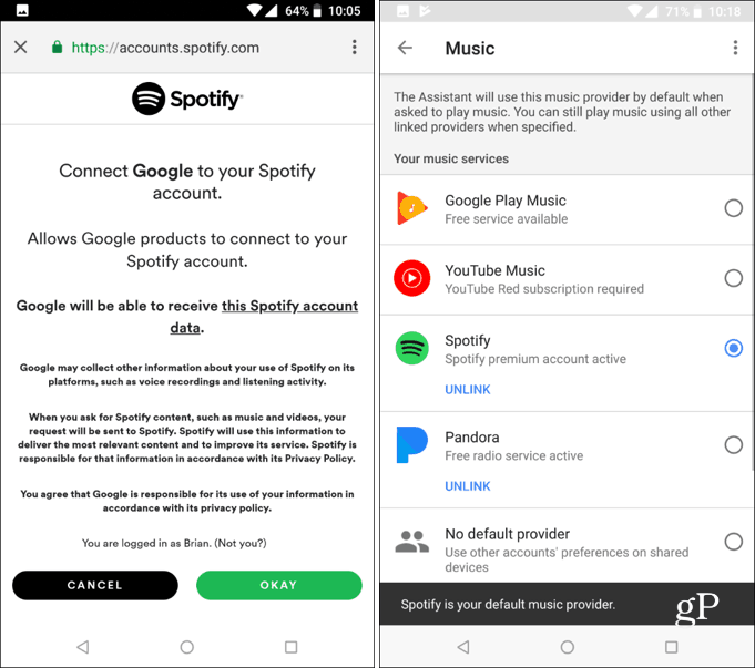 Задайте музикална услуга по подразбиране Google Assistant