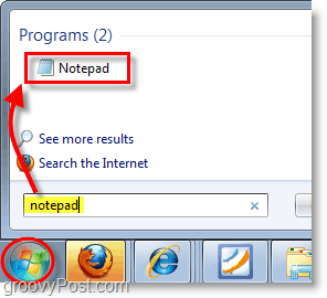 Снимка на Windows 7 - отворете бележника