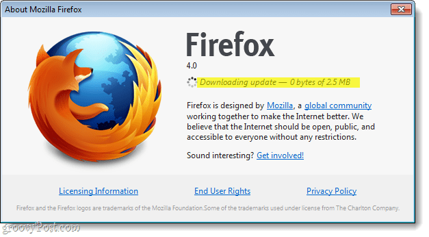 Актуализация за изтегляне на Firefox 4