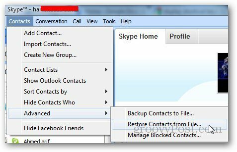 Възстановяване на Skype 1
