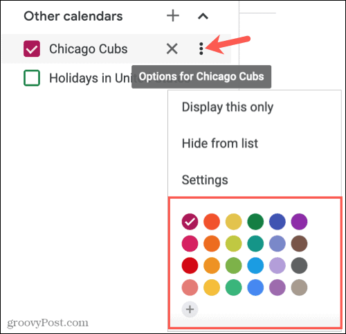 Променете цвета на календара