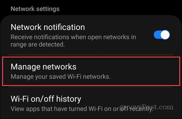 забравете Wi-Fi връзка на Android