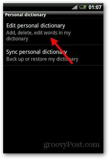 Добавете речник Android 5